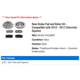 thumbnail image 2 of Rear Brake Pad and Rotor Kit - Compatible with 2010 - 2017 Chevy Equinox 2011 2012 2013 2014 2015 2016, 2 of 2