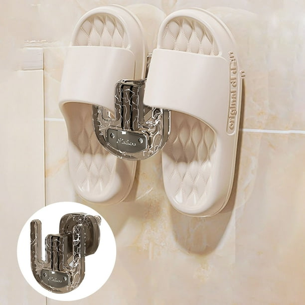 Zapatero de pared, organizador adhesivo para zapatillas con ganchos dobles, capacidad para 4 pares, resistente al óxido, solución para colgar sin taladros, ahorra espacio en espacios
