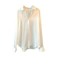 thumbnail image 2 of Femmes Casual Style Bouton-Up Chemise Voyage Vacances Festival Randonnée Travail Réunion Polyester Revers Blouse à Manches Longues Vêtements Vêtements Blanc, 2 of 8