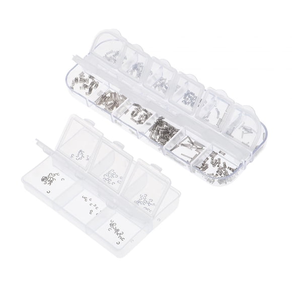 Resorte de botón de reloj de 400 piezas, resorte de clip de varilla de sincronización de 100 piezas con caja de almacenamiento, accesorios de reloj