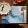 thumbnail image 4 of Blue Marble Gold Line Pattern Summer Placemats Table Placemats Set Of 6-Linen Kitchen Washable Placemats Table Mats 11.8"x17.7" Non-Slip Heat Resistant, 4 of 5