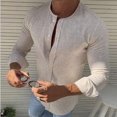 thumbnail image 3 of Camisas De Para Hombre Camisa Fashion Round Color Manga Long Men's Casual Top Blouse Men's blusa (Khaki, M), 3 of 6
