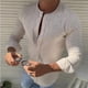 thumbnail image 3 of Camisas De Para Hombre Camisa Fashion Round Color Manga Long Men's Casual Top Blouse Men's blusa (Khaki, 3XL), 3 of 6