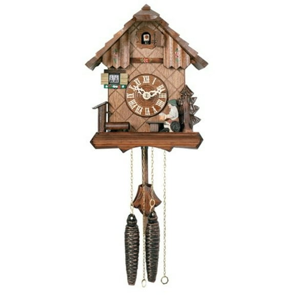 River City Clocks One Day Chalet Style Cuckoo Clock with Beer Drinker Raising His Mug