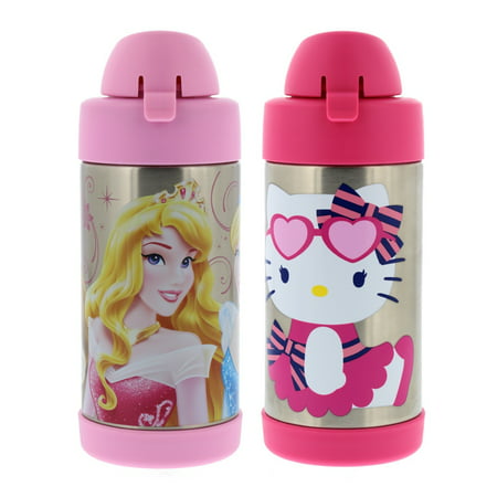 Thermos FUNtainer Vacuum Insulated Stainless Steel Kids Drinkware Bottle with Straw, 10 Ounce - Tasteless and Odorless, BPA Free, Great for Children – Disney Princess and Hello Kitty Cupcake (2 (Best Thermos For Skiing)