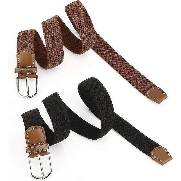 Paquete de 2 cinturones elásticos trenzados para mujer, cinturón elástico, cinturones de tela elásticos para hombre, cinturones para mujer para jeans