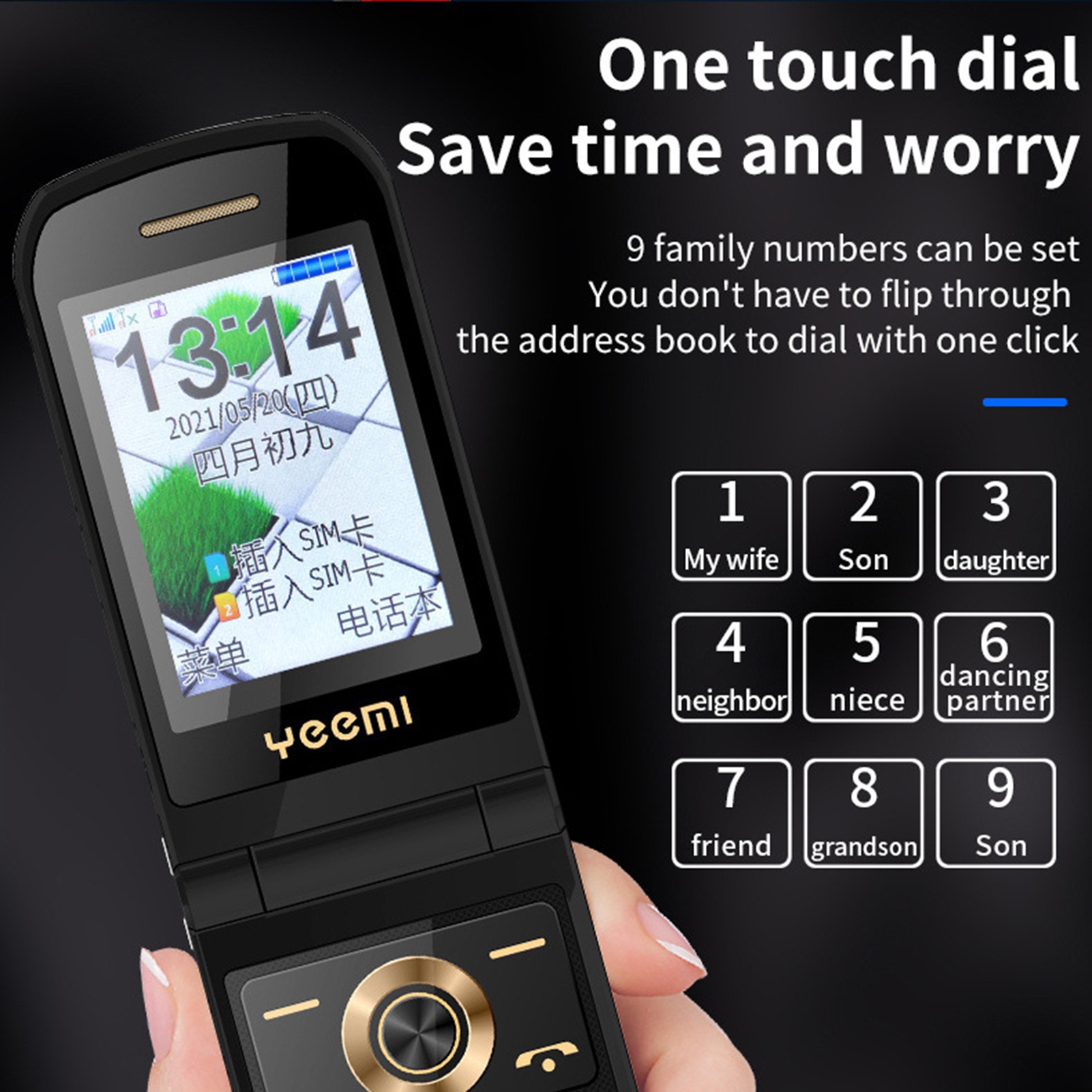 Xinyolin 1 Set K21 Mobile Phone Flip Celular Dual-SIM Dual Large Screen Super Loud Sound Long Standby Time Voice Broadcasting Elderly Mobile Phone Flip Phone