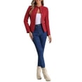 thumbnail image 2 of Blazers Abiertos Inspire Chic para Mujer, Chaqueta de Oficina de Manga Larga Casual con Botones, Color Rojo, 2 of 6