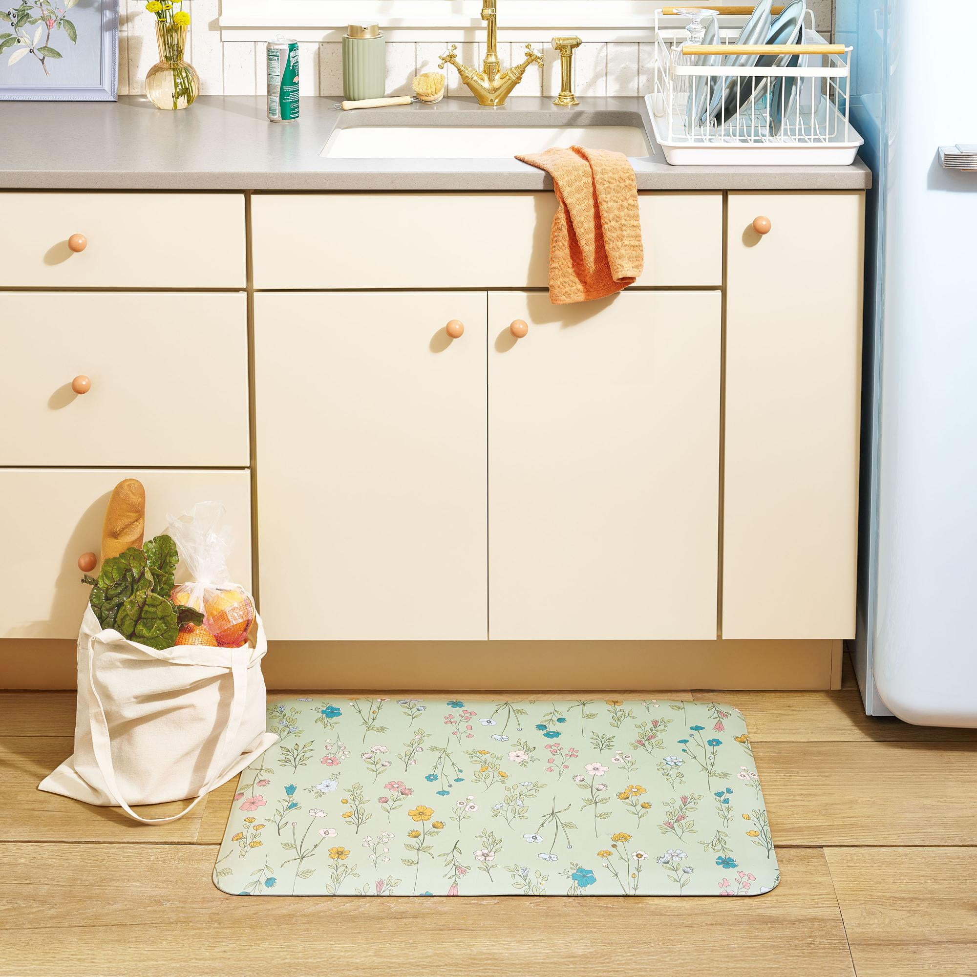 Beautiful by Drew Barrymore Kitchen Comfort Mat, Ditsy Botanical, 32 in x 20 in