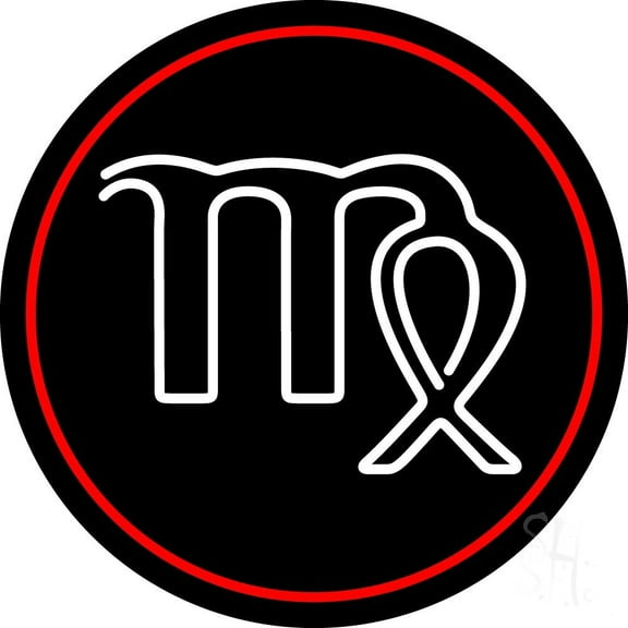 Virgo Red Border LED Neon Sign 26" Tall x 26" Wide - inches Black Square Cut Acrylic Backing, with Dimmer - Bright and Premium built indoor LED Neon Sign for Storefront.