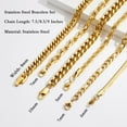 thumbnail image 4 of APSVO 6 Pcs Gold Bracelets for Men Boys Women Stainless Steel Cuban Rope Paperclip Figaro Chain Bracelets Set Birthday Valentines Day Jewelry Gifts Teen Him Dad Male Kids Ideas 6.5/7/7.5/8.3/9 Inch, 4 of 8