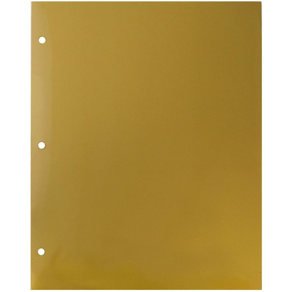 JAM Paper Glossy 3 Hole Punch Folders, Gold, 50/Pack