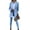 Sky Blue, variant on comerut 2 Pcs/Set Women Blazer Pants Set Solid Color Turn-down Collar Anti-wrinkle Formal Loose Warm High Waist Pockets Coat Pants Suit for Work