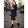thumbnail image 4 of INSPIRE CHIC Manteau d'Hiver pour Femme à Revers Cranté, Simple Boutonnage, Manches Longues, Bleu Foncé, L, 4 of 6