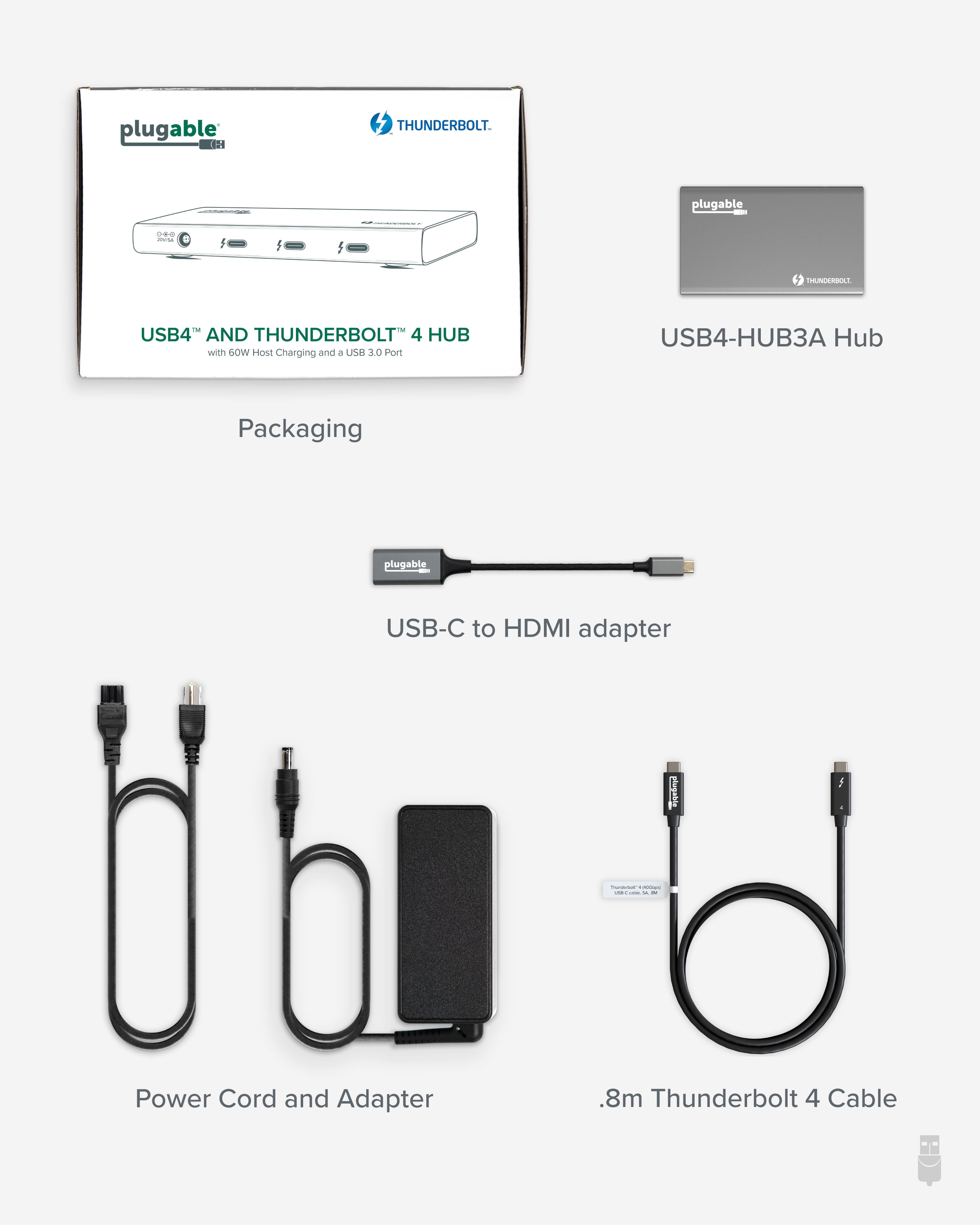 Thunderbolt 4 Hub, 4x USB-C Ports, 8K, 40 Gbps, 60W