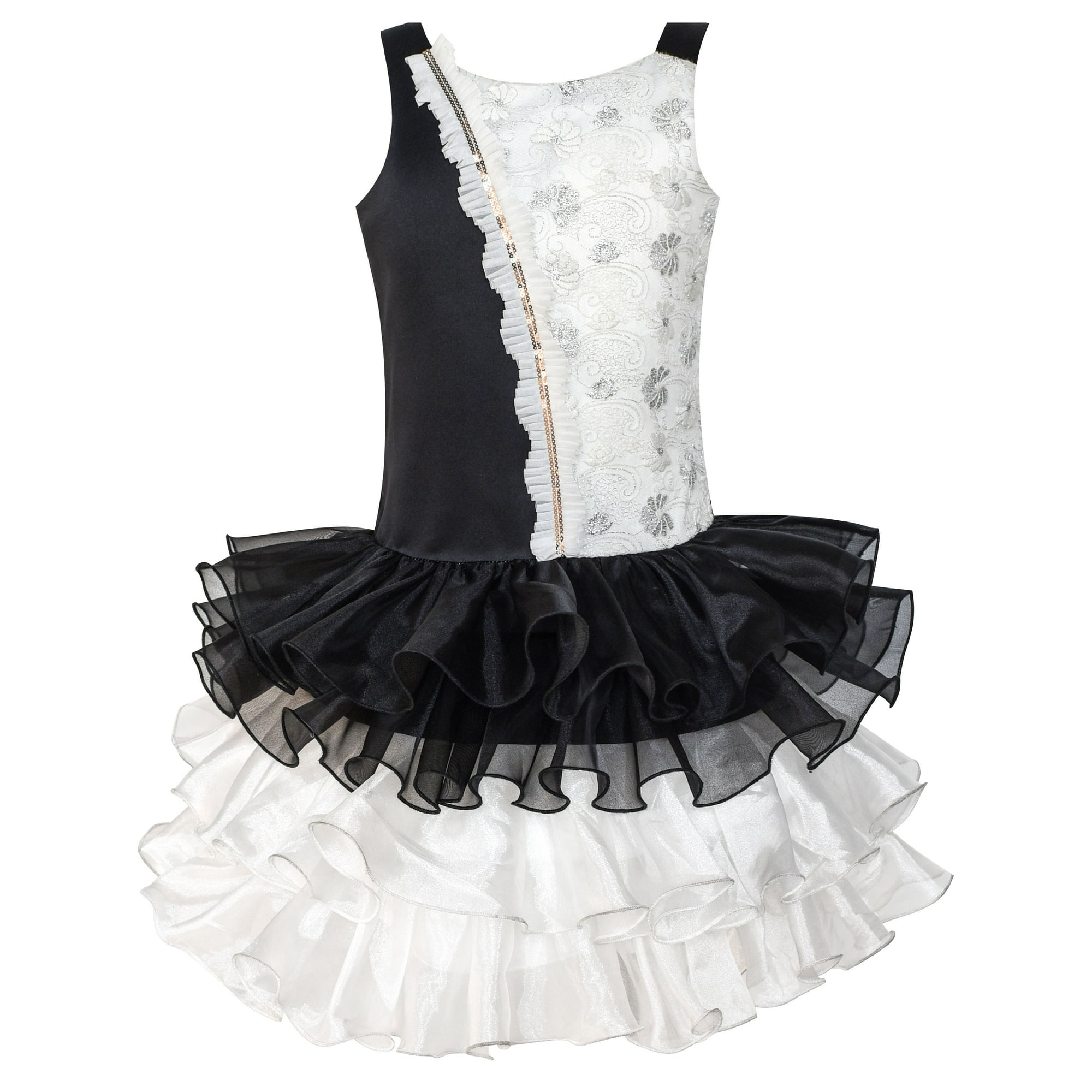 Girls black white dress best sale