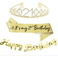thumbnail image 1 of LINLIN Birthday Crown Sash and Hairpin, Birthday Crown Hen Party Set Birthday Girls Children Decoration Accessories Gift and Women Party (Crown 50, Gold), 1 of 1
