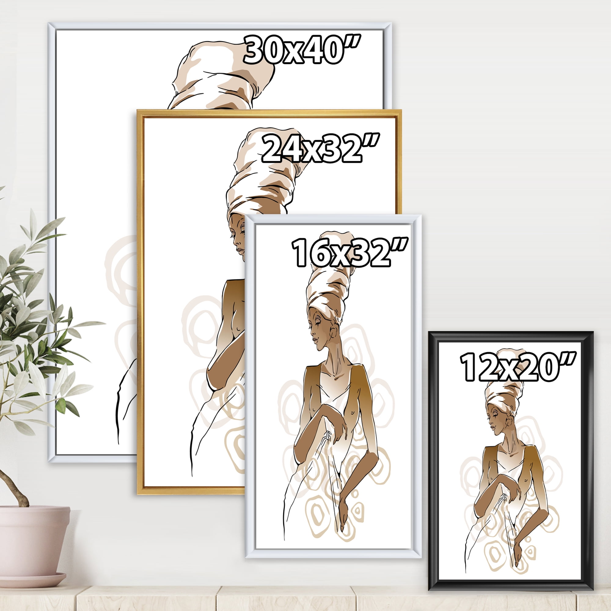 Designart 'Abstract African American Woman Portraits' Modern Framed Canvas Wall Art Print