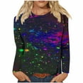 thumbnail image 2 of Aloohaidyvio Mardi Gras Clothing,Womens Mardi Gras Mask Glitter Printed T-Shirt Crew Neck Party Long Sleeve Tops, Mardi Gras Shirts, 2 of 5