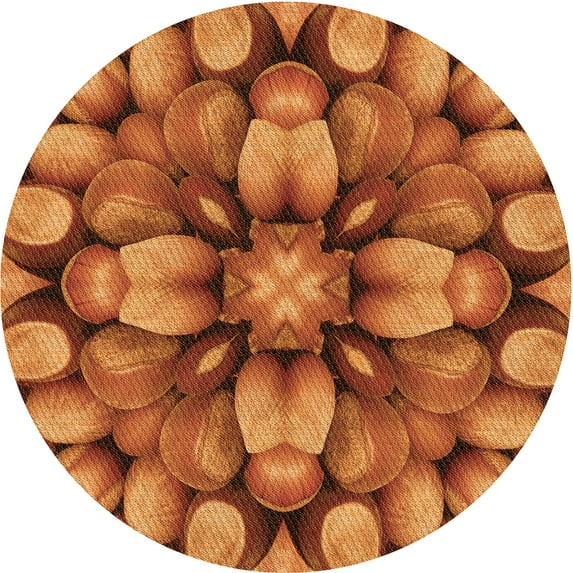 Ahgly Company Indoor Round Patterned Neon Orange Area Rugs, 6' Round