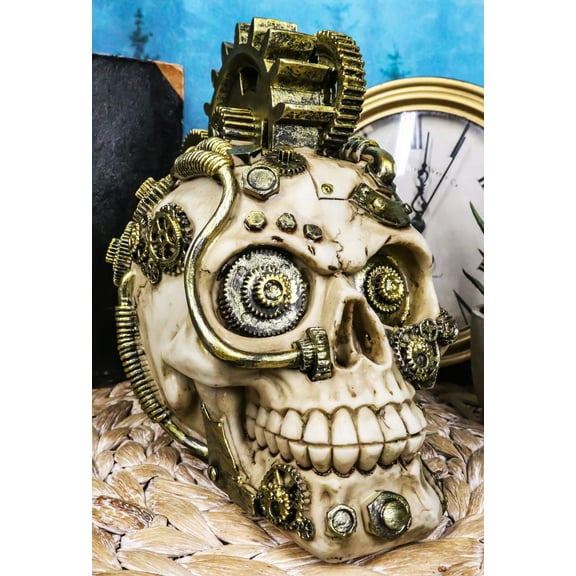 Mad Max Geared Mohawk Steampunk Cyborg Clockwork And Pipes Punk Skull Figurine