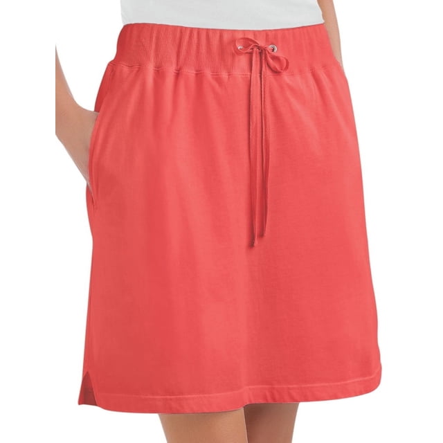 Falda pantalón de punto de algodón con cordón ajustable y cintura elástica para mujer - Ropa informal de verano, coral, talla M