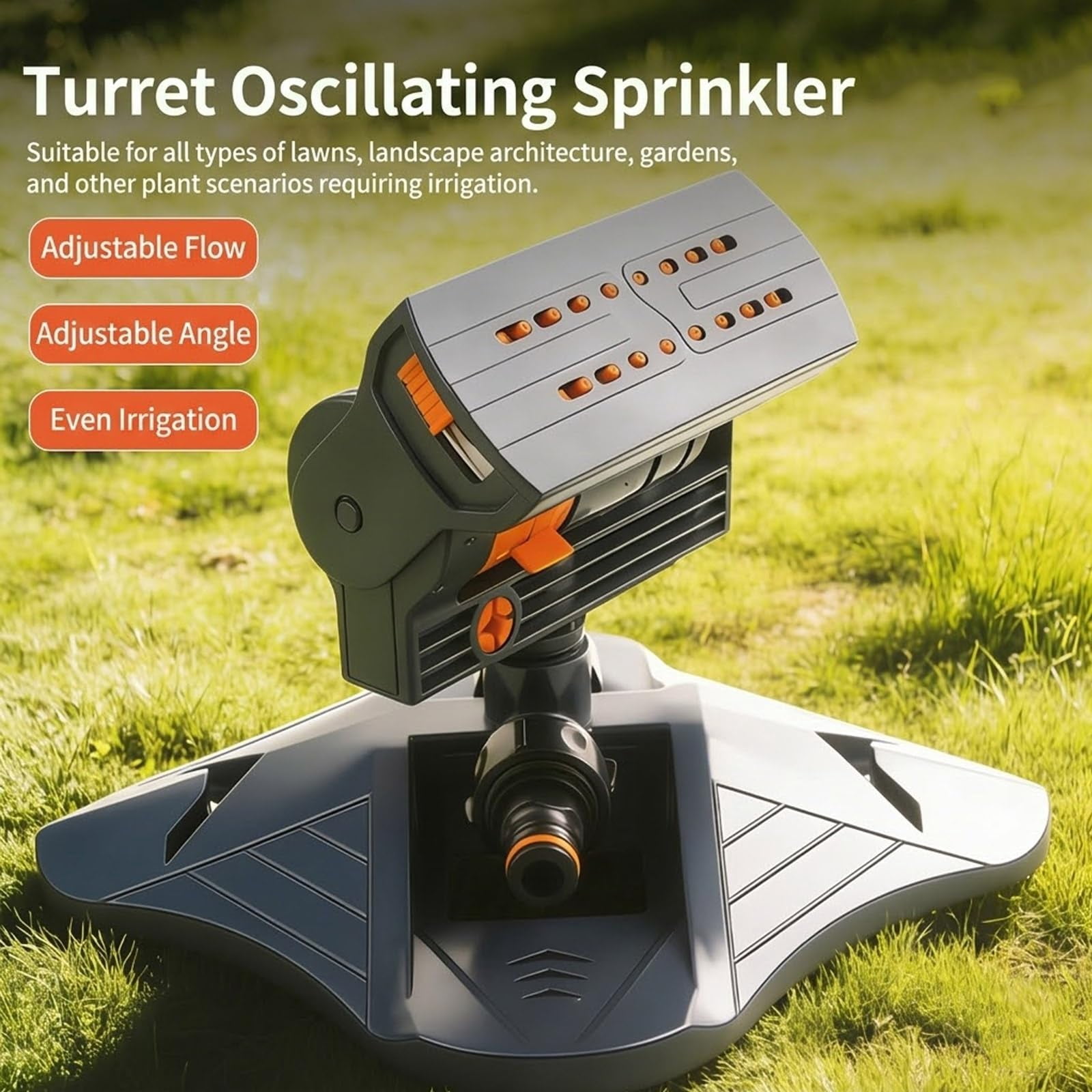 2026 New 16-Nozzle Oscillating Sprinkler with Dual-Zone Sprinkler Water Timer, Upgraded Heavy Duty Yard Irrigation, Adjustable Rotating Lawn Coverage Tool, Outdoor Plants Automatic Watering