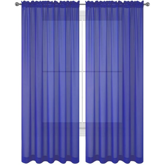 Royal Blue Drape/Panels/Scarves/Treatment Beautiful Sheer Voile Window Elegance Curtains Scarf for Bedroom & Kitchen Fully Stitched and Hemmed 84 inch size, Set of 2