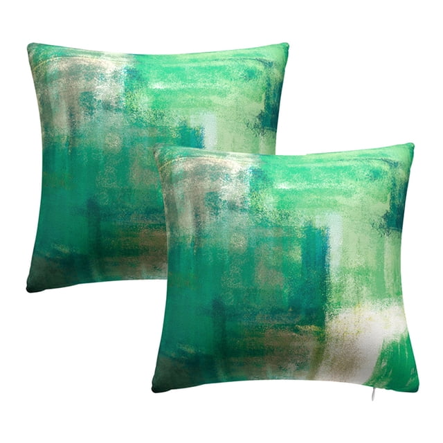 Juego de 2 fundas de almohada decorativas contemporáneas con ilustraciones turquesas y grises, funda de cojín de 45*45CM