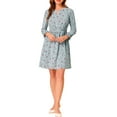 thumbnail image 1 of INSPIRE CHIC Women's Wear to Work Choker Belted Keyhole V Neck Floral Dress Powder Blue XL, 1 of 6