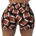 thumbnail image 2 of Honeii Brown Football On Black Print Women's Workout Shorts, Gym Shorts for Active Wear, Sports Shorts,Women's Running Shorts,Quick Dry Athletic Shorts-Small, 2 of 8