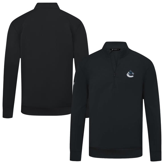 Men's Levelwear Black Vancouver Canucks Upright Tri-Blend Quarter-Zip Pullover