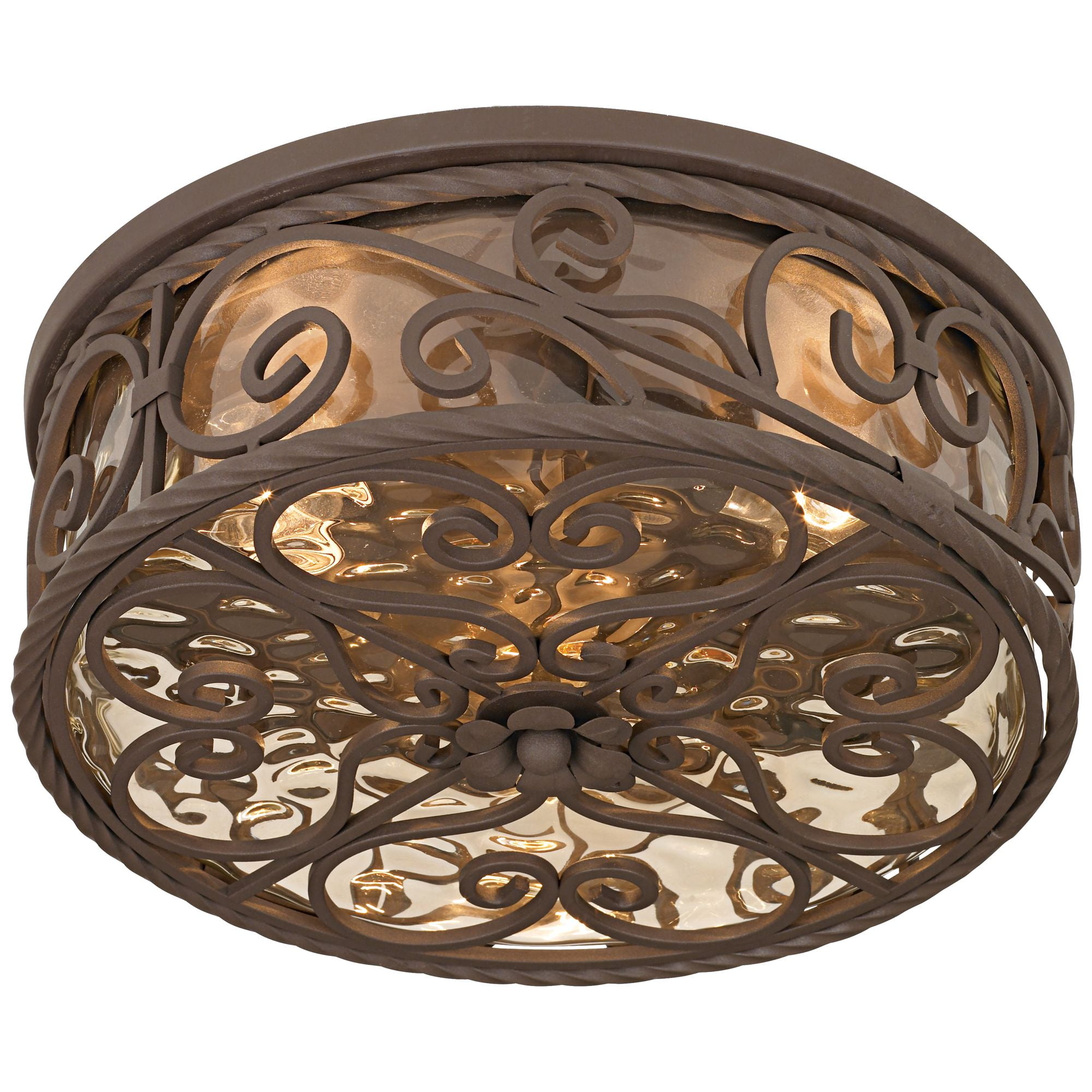 John Timberland Casa Seville Rustic Farmhouse Flush Mount Outdoor Ceiling Light Fixture Dark Walnut 5" Champagne Water Glass for Post Exterior Barn