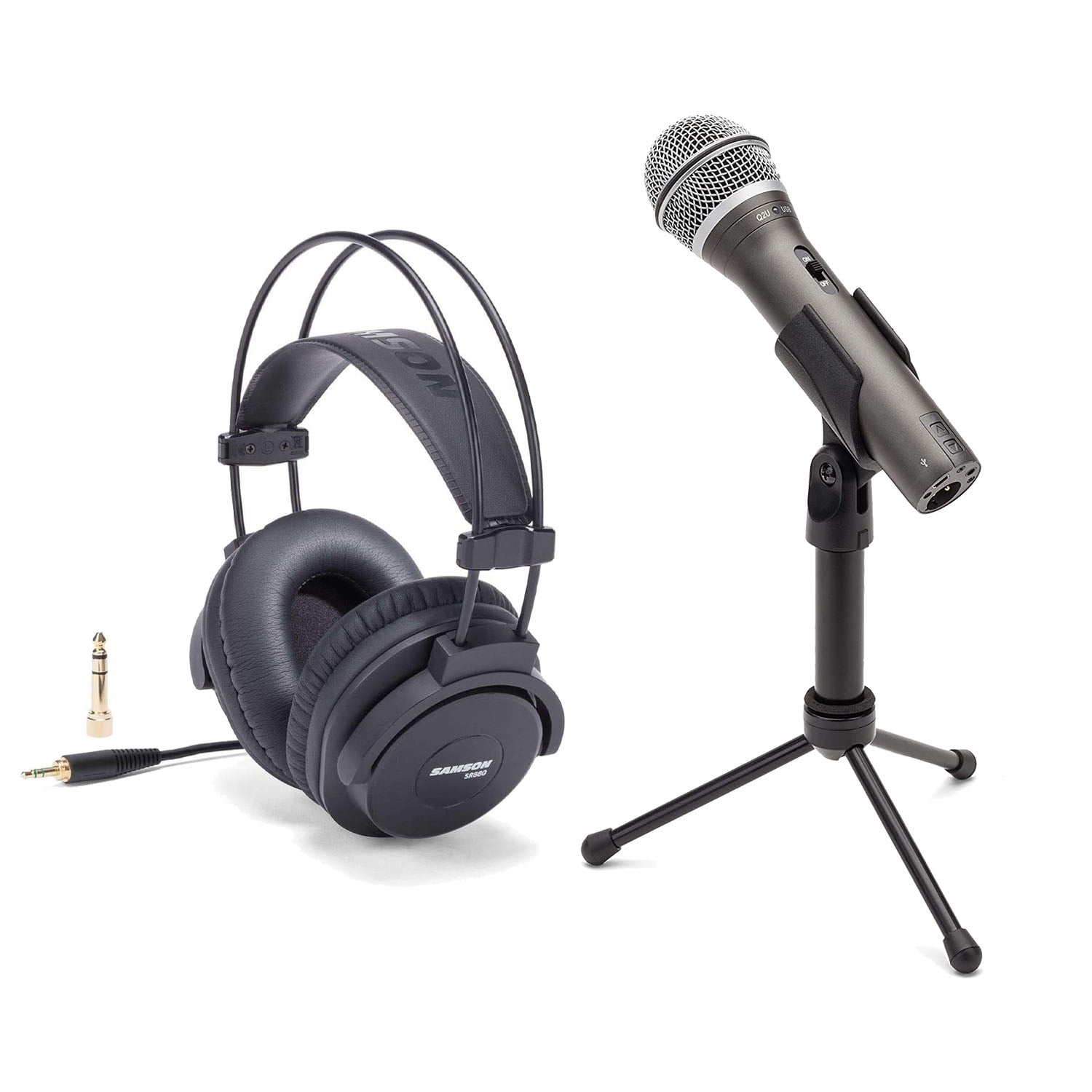 Samson Q2U USB/XLR Dynamic Microphone with SR880 ClosedBack Headphones
