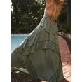 thumbnail image 7 of Biekopu Women Cami Long Dress Elegant Solid Color V Neck Halter Neck Party Dress Flowy Sleeveless Backless Dress, 7 of 7
