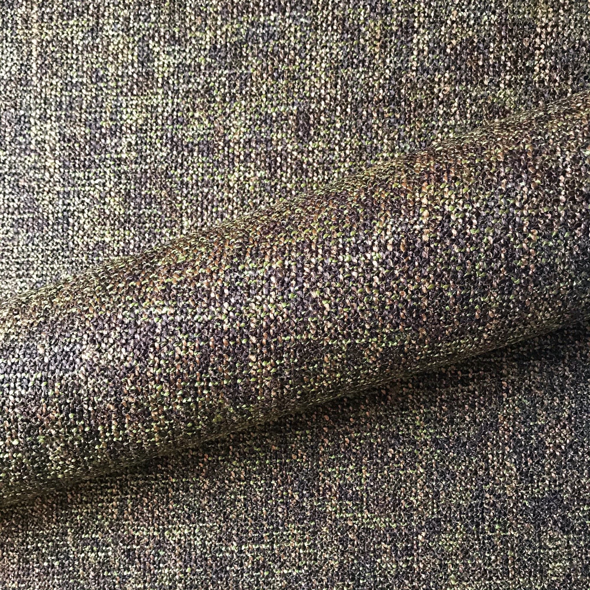 Retro Textured Boucle Upholstery Fabric 54" in Brown/Green by the Yard