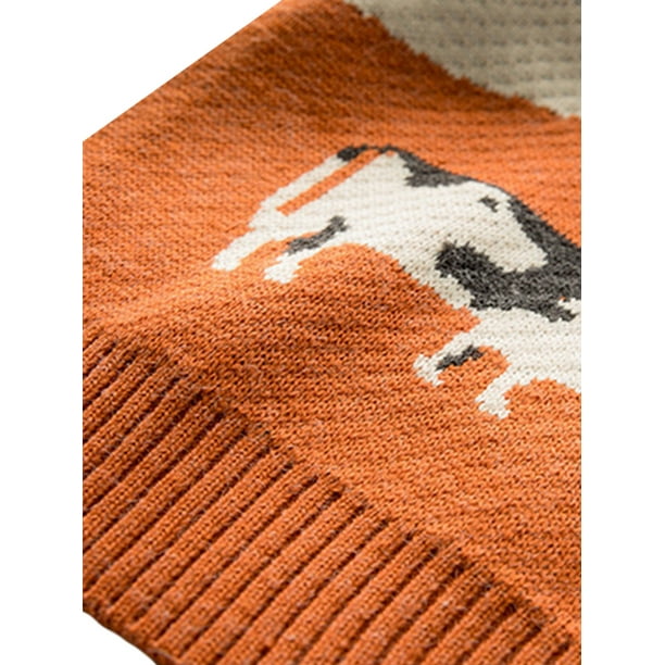WIFORNT Men Sweater Long Sleeve Crew Neck Cow Pattern Winter Knit Pullover for Casual Daily Walmart