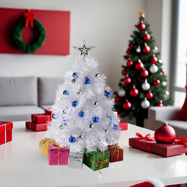 Adornos navideños, adornos navideños, adornos navideños, mini árbol de Navidad con cuentas flocadas, adorno navideño de escritorio, árbol de Navidad pequeño, paisaje simulado, decorar