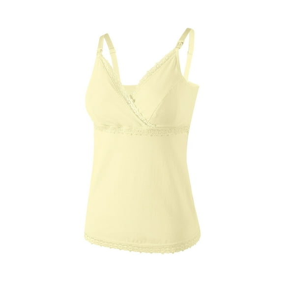 Diufon Camisole Nursing Tank Tops for Women with Built in Bra Soft Sleeveless V Neck Lace Breastfeeding Clothes