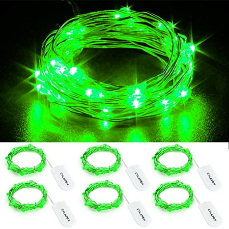 

CYLAPEX 6 PCS Green Fairy Lights Battery Operated String Lights Firefly Lights Micro LED Starry String Lights on 3.3ft/1m Silvery Copper Wire for DIY Christmas Decoration Costume Wedding Pa