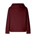 thumbnail image 5 of Womens Hoodies Casual Long Sleeve Drawstring Waffle Pullover Tops Loose Hooded Sweatshirt with Pocket Wine 4XL, 5 of 5