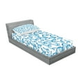 thumbnail image 2 of Ambesonne Tribal Fitted Sheet & Pillow Sham Set, Spring Myth Boho Style, Twin, White and Blue, 2 of 2