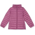 thumbnail image 2 of Essentials Toddler Girls Lightweight Water-Resistant Packable Mock Puffer Jacket, Dusty Purple, 3T, 2 of 2