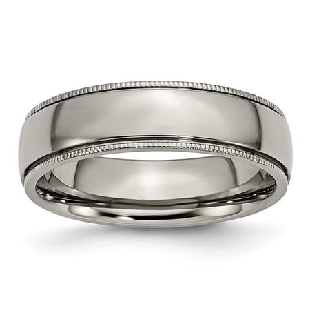 Titanium Grooved and Beaded Edge 6mm Polished Band