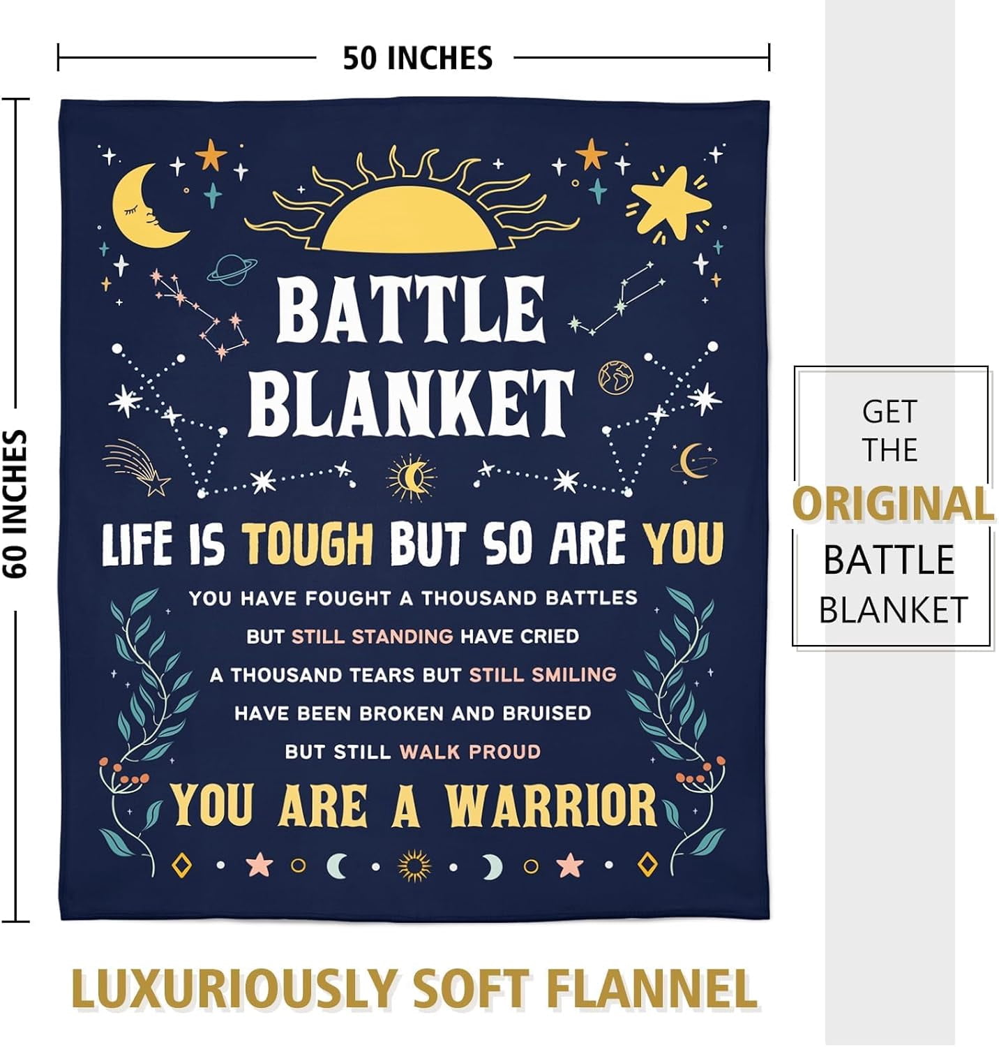 Cancer Care Gifts for Women, Get Well Soon Gifts Blanket for Her Him, Cancer Fighter Inspirational Quote Chemo Patient Gift - Meaningful Caring Message Battle Blanket