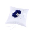 thumbnail image 1 of FELTECHELECTR Cojín para anillos de boda de 20 x 20 cm con flores de perla (flor azul y blanca), 1 of 6