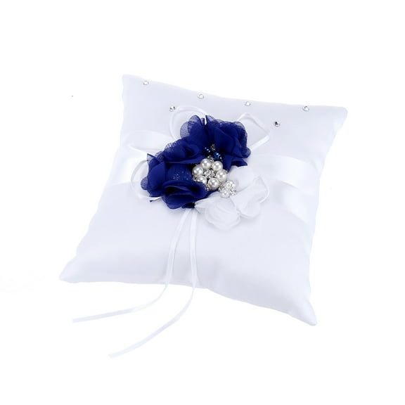 LOLIPPYY Wedding Ring Bearer Pillow Blue with Chic Flower and Soft Comfortable Texture