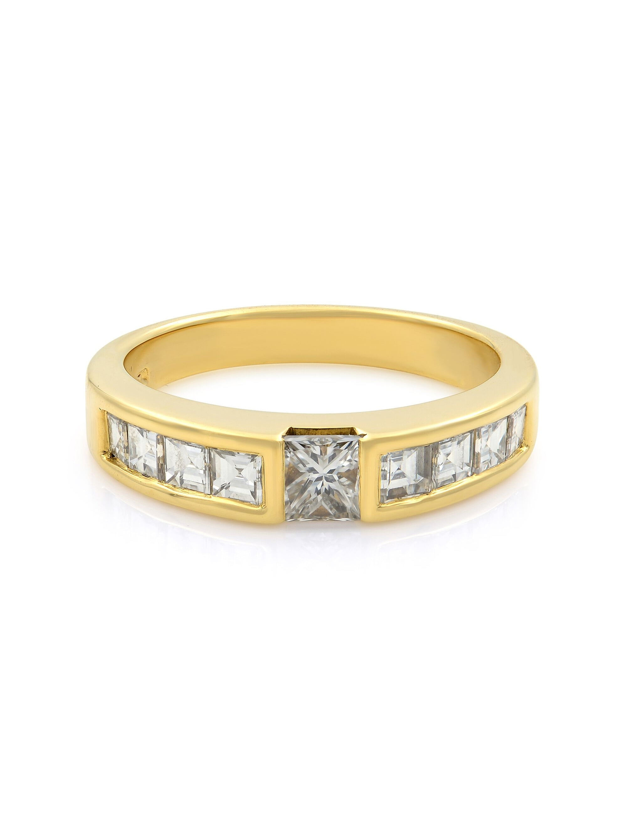 Tiffany & Co 18K Yellow Gold Princess Cut Diamond Stack Ring 0.77cttw SZ 6
