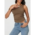 thumbnail image 5 of Rdhnmea Women's Tight Fitted Slash Neck One Shoulder Sleeveless Crop Tops, 5 of 9