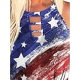 thumbnail image 3 of FASHIONWT Women Frayed Striped Star Print Cami Tops Independence Day Halter Tank, 3 of 4